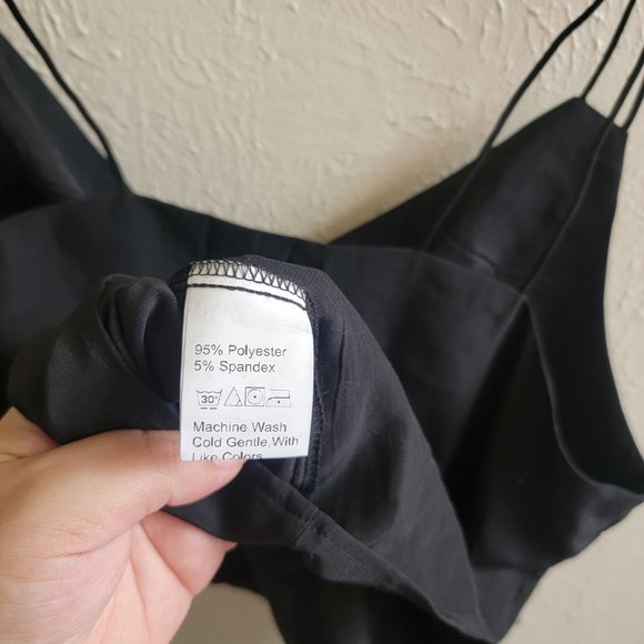 Black String Strap V Neck Blouse Tank Top - Picture 5 of 5